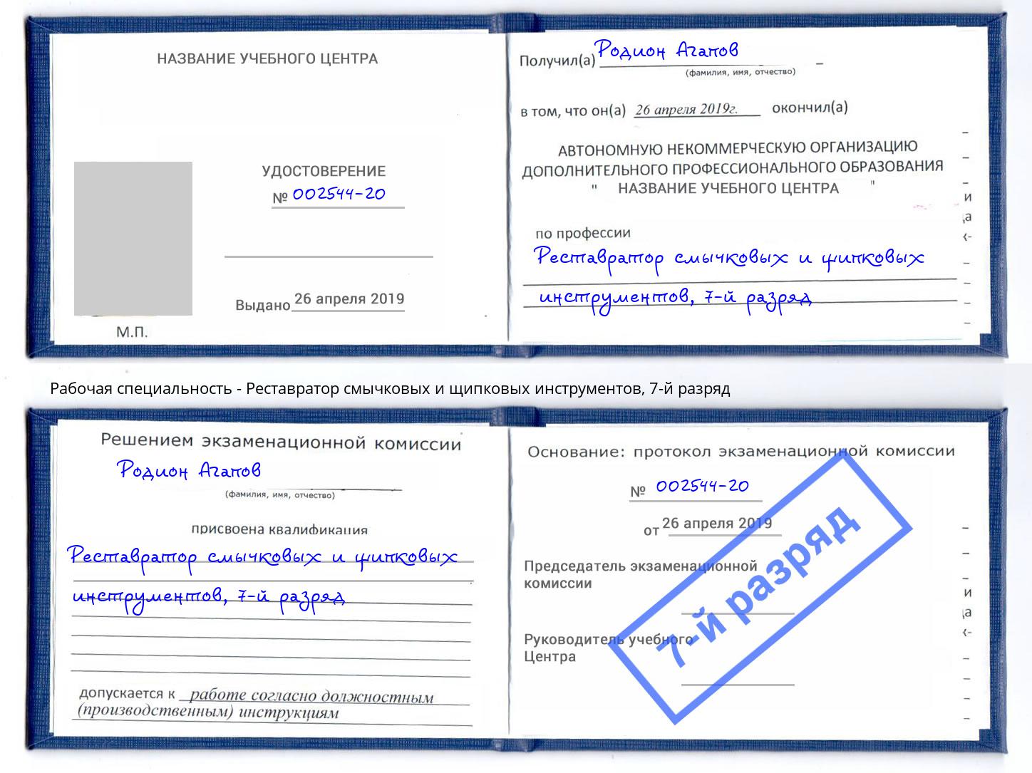 корочка 7-й разряд Реставратор смычковых и щипковых инструментов Вольск